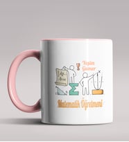 Kişiye Özel Matematik Öğretmeni Tasarımlı Siyah Renk Kupa 10 (Pembe)