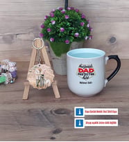 Babaya Hediye Kupa Bardak Beyaz ve Fotoğraflı Ahşap Anahtarlık Hediye Babaya Doğum Günü Hediyesi (Model 10)