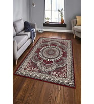 Dijital Baskılı Kaymaz Taban Yıkanabilir Klasik Şık Salon Halısı Mutfak Halısı Yolluk ND-HK-78 (Bordo)