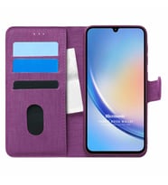 Microsonic Samsung Galaxy A34 Kılıf Fabric Book Wallet Siyah (Mor)