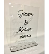 Pleksi Masaüstü Dekoratif İsimlik Düğün, Kına, Nişan, Söz (Gümüş)