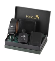 Polo Air Kutulu Klasik Erkek Cüzdan Kemer Kartlık Parfüm Seti PM-12 (Siyah)