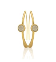 Kadir Jewellery 22 Ayar Altın Kaplama Kadın Taşlı Küpe -El İşçiliği Ve Hipoalerjenik Küpe (Beyaz)