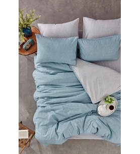 Tek Kişilik Çift Taraflı Nevresim Takımı (A.Indigo) (A.INDIGO)