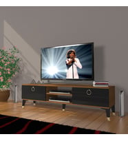 Decoraktiv Eko 140 Mdf Dvd Gold Tv Ünitesi Tv Sehpası (Siyah - Ceviz)