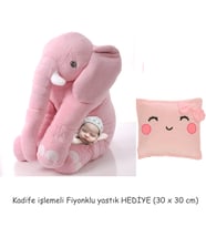 Uyku Arkadaşım Fil 90 Cm  Peluş Fil Yastık Hediyeli (Pembe)