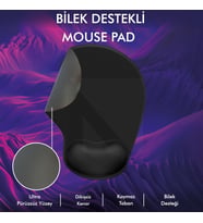 MP01 -  Elips Bilek Destekli Mouse Pad  Konforlu, Kaymaz Taban, Ergonomik, Yumuşak, Ev,Ofis (Siyah)
