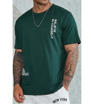Erkek Belive in Yourself Baskılı Oversize Tshirt (Yeşil)