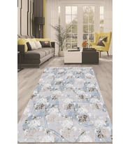 Dijital Kaymaz Taban Yıkanabilir Modern Renkli Salon Halısı Mutfak Halısı Yolluk ND-HT-252 (Mavi)