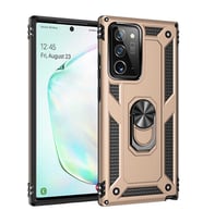 Samsung Galaxy Note 20 Ultra Uyumlu Kılıf Standlı Manyetik Yüzüklü Military Magnetic Ring Polycarbonate and TPU Case (Gold)