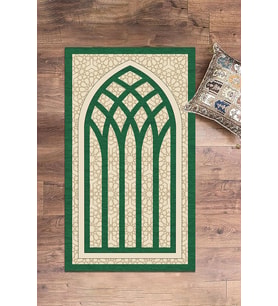 EVDEYA Dijital Baskılı Yıkanabilir Şık Motifli Seccade Namazlık 70x130 cm, SECCADE-19-GRİ, (Yeşil)