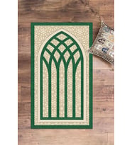 EVDEYA Dijital Baskılı Yıkanabilir Şık Motifli Seccade Namazlık 70x130 cm, SECCADE-19-GRİ, (Yeşil)