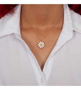 Stres Papatya Dönen Kolye- 925 Ayar Gümüş (Rose)