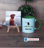 Jandarma Fotoğraflı Dekoratif Taş, Kupa Bardak Beyaz Hediye (Model 14)