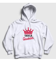 Presmono Unisex Gri Backgammon Queen Tavla Kraliçesi Oyun V2 Kapüşonlu Sweatshirt 417819tt (Beyaz)