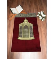 EVDEYA Dijital Baskılı Yıkanabilir Hediyelik Şık Namaz Halısı Seccade 70x130, Seccade-41-gri, (Kırmızı)