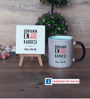 Erkek Kardeş Dekoratif Taş, Kupa Bardak Kırmızı Hediye (Model 8)