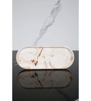 Dekoratif Oval Sunum Tepsisi Tabağı Sunumluk 9x23 Cm (Bej - Kahverengi)