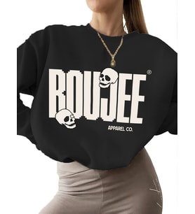 Bej bisiklet yaka erkek unisex kalın 3 iplik şardonlu Sweatshirt Boujee giyim Baskılı Sweatshirt (Siyah)