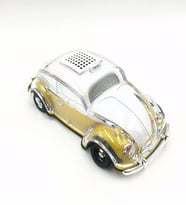 Radyolu Işıklı Nostaljik Volkswagen Araba Bluetooth Hoparlör FM AUX TF Destekli (Sarı)