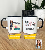Kişiye Özel Karikatürlü Paramedik Hediye Kupa Bardak Kadın Paramediğe Tıp Bayramı Hediyesi (Siyah)