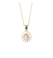 925 Ayar Gümüş Minik Oval Zultanit ve Baget Taş Kolye (Sarı)