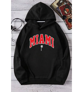 Miami Baskılı Oversize Sweatshirt (Siyah)