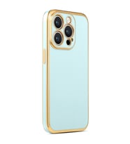 Apple iPhone 14 Pro Kılıf Zore Bark Kenarları Altın Renk Kılıf (Açık Mavi)