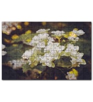 Cakapuzzle Dalda Bembeyaz Çiçekler Flu Arkaplan Puzzle Yapboz MDF (Ahşap) (1000 Parça)