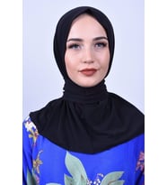 Kadın Tesettür Çıtçıtlı Boyunluk Hijap Bone Şal (Turkuaz)