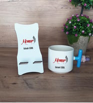 Memur Hediye Sepeti Kupa Bardak T Kulplu ve Ahşap Telefon Standı Memura Hediye (Model 3)