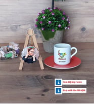 Okul Öncesi Öğretmeni Türk Kahvesi Fincanı Ahşap Altlıklı ve Fotoğraflı Ahşap Anahtarlık Hediye Öğretmenler Günü Hediyesi (Model 8)
