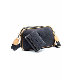 Just Polo Kadın Ayarlanabilir Askılı 6 Bölmeli Mini Çanta Ve Cüzdan Kombini PBU4023-1002 (Taba - Siyah)