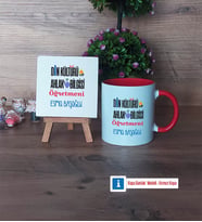 Din Kültürü Öğretmeni Dekoratif Taş, Kupa Bardak Kırmızı Hediye Öğretmenler Günü Hediyesi (Model 1)