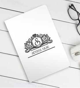BK Gift Kişiye Özel İsimli Siyah Defter - 13 (Beyaz)