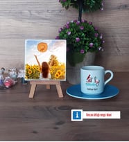 Patoloji Teknikeri Fotoğraflı Dekoratif Taş, Ahşap Altlıklı Türk Kahvesi Fincanı Hediye (Model 5)