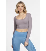 DoReMi Seamless Straplez Uzun Kollu Fitilli Büstiyer (Mor)