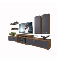 Decoraktiv Flex 5d Mdf Tv Ünitesi Tv Sehpası (Antrasit - Ceviz)