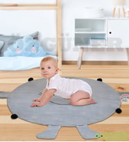 Bebek Oyun Halısı 120 cm  Ponponlu ve Ayaklı (%100 Yerli) (Gri)
