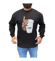 Braazi Erkek Basic Baskılı Sweatshirt St01533 - Beyaz (Siyah)