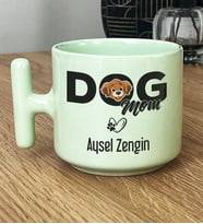 Kişiye Özel Dog Mom Hediye Pastel T Kupa Köpek Annesi (Yeşil)