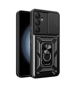 Vendas Samsung Galaxy A35 Kılıf Magnetik Standlı Kamera Korumalı Zore Sürgülü Vega Kapak (Siyah)