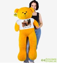 130 cm Kendin Tasarla Tişörtlü Pelüş Ayıcık (%100 Yerli) (Sarı)