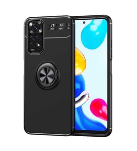 Xiaomi Redmi Note 11S Global Kılıf Yüzüklü Magnetli Ravel Case Kapak (Siyah)