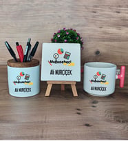 Muhasebeci Hediye Sepeti Kupa Bardak T Kulplu, Kalemlik ve Dekoratif Taş Muhasebeciye Hediye (Model 4)