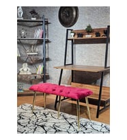 Gold Metal Siyah Oturaklı Sivriltme Ayaklı Babyface Puf & Bench & Oturak (Bordo)