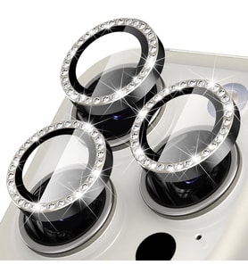 Microsonic Apple iPhone 15 Pro Tekli Diamond Taşlı Kamera Koruma Camı Siyah (Natural)