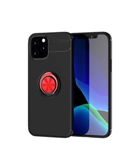 Uyumlu Model Apple iPhone 12 Pro Max Kılıf Yüzüklü Magnetli Ravel Case (Siyah-Kırmızı)