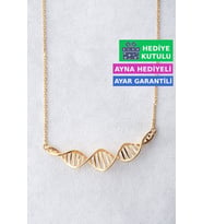 Jewelmim Gümüş DNA Kolye Sarı Altın Kaplama Özel Tasarım DNA Figürlü Kolye 925 Ayar Kadın Gümüş Kolye (Sarı)