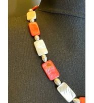 SEDEF TAŞLI RENKLİ KADIN KOLYE BOY 25 CM (Pembe)